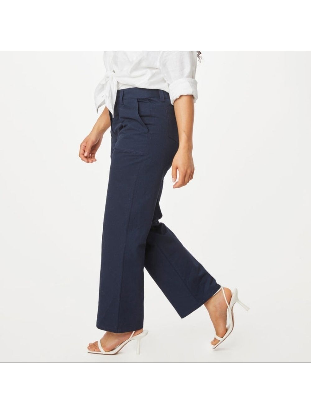 Roller Rabbit Loa Pants Navy Cotton Linen Straight Leg Women’s 10 NWT - Picture 11 of 12